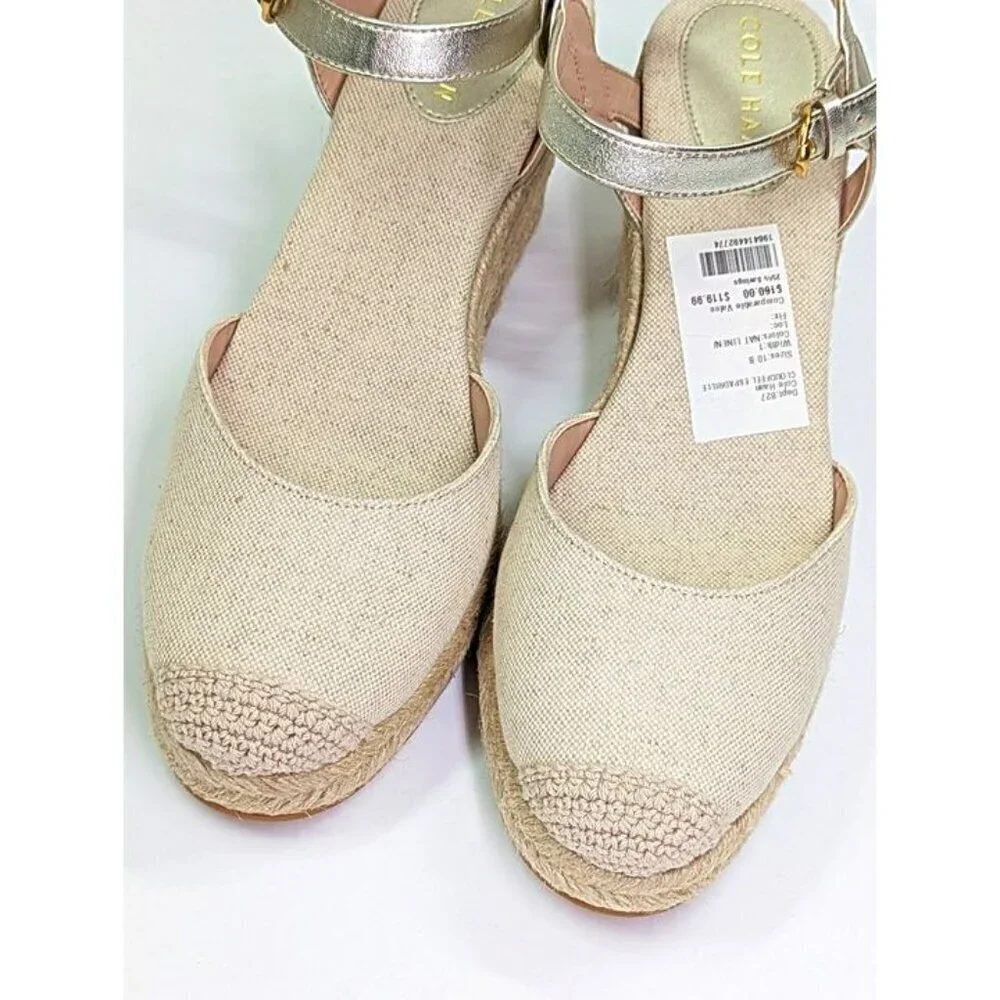 Cole Haan Cloudfeel Women's Espadrille Wedge Heels Linen Size 10 (MSRP $160)